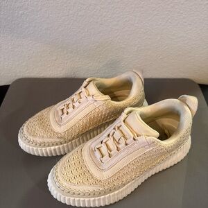 Vodvob Cream Woven Chunky Platform Sneakers Size 7.5